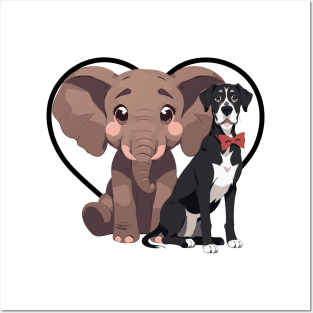 Elephant and Dog Friends Posters and Art